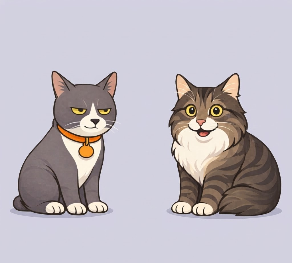 Drifter and Floofers, the two MEOWER-PLATFORM mascot cats